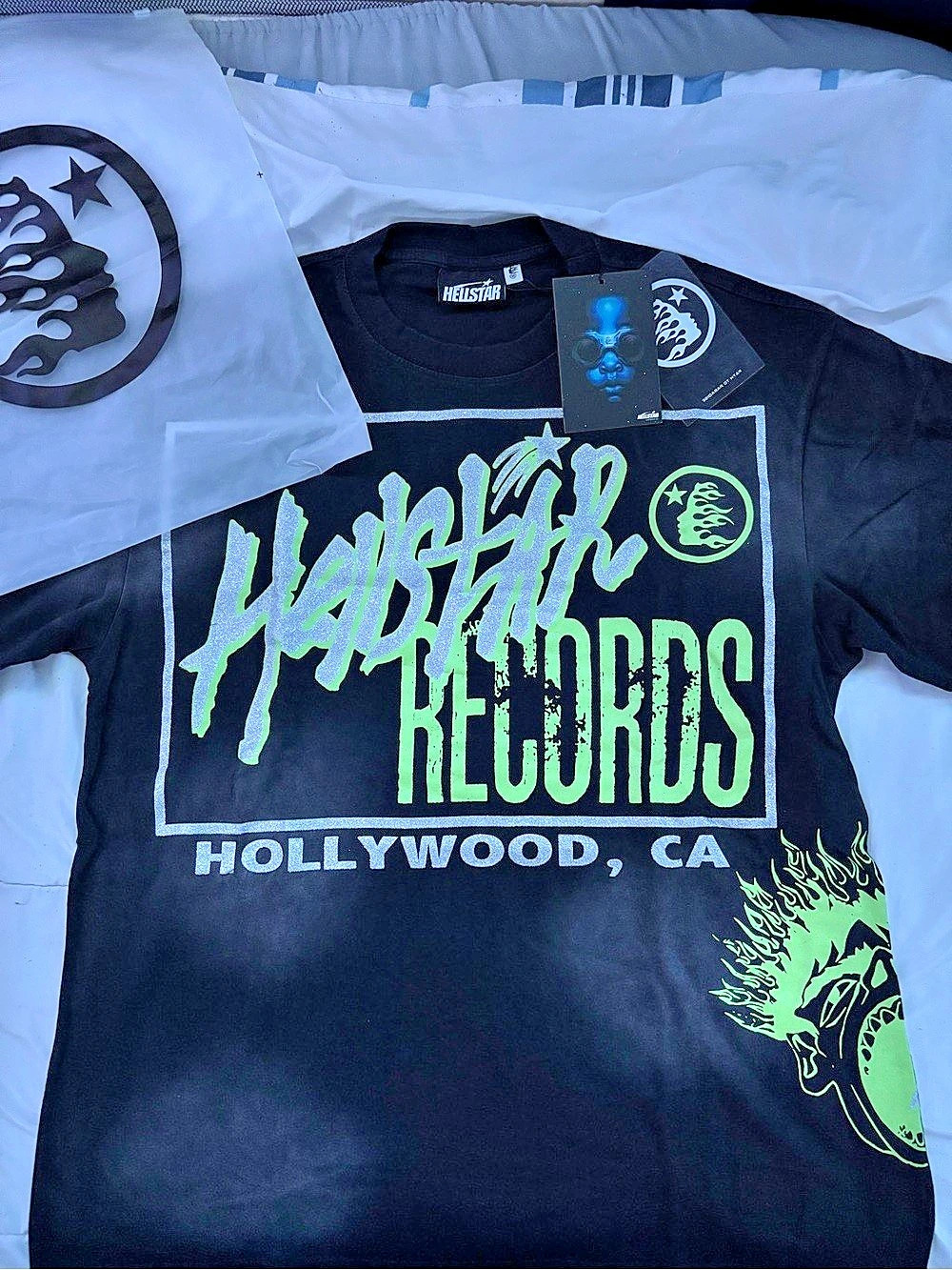 Hellstar Path to Paradise Records Graphic Tee Black & Green NWT